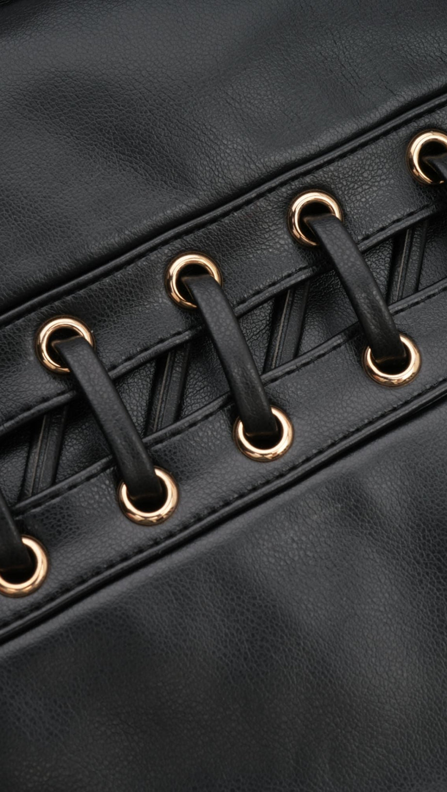 DAPHNÉ EYELET-EMBELLISHED LEATHER JACKET & SKIRT MATCHING SET