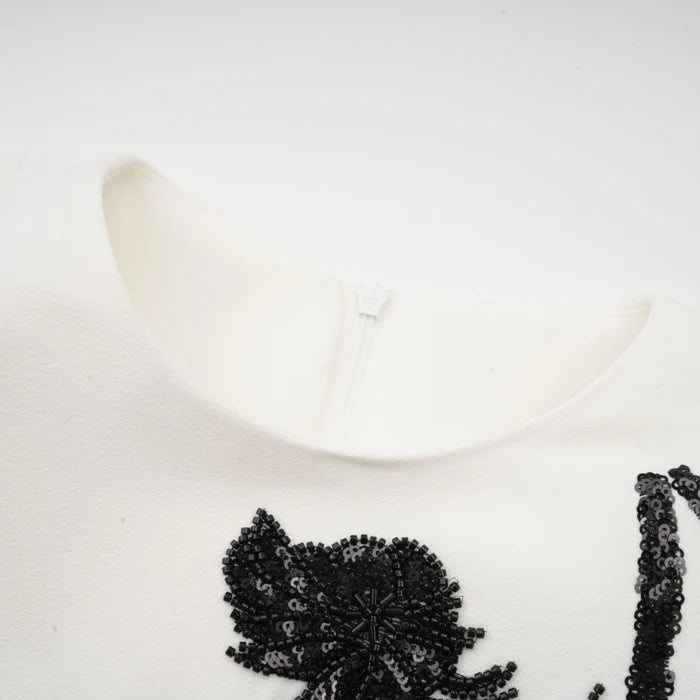 VENUS FLORAL EMBROIDERY BEAD MINI DRESS