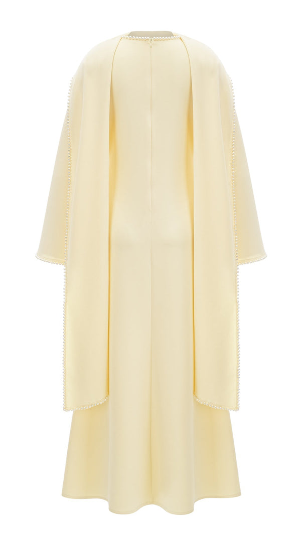 AIIZIE murray Yellow Pearl Trim Shawl Detail Maxi Dress - product image