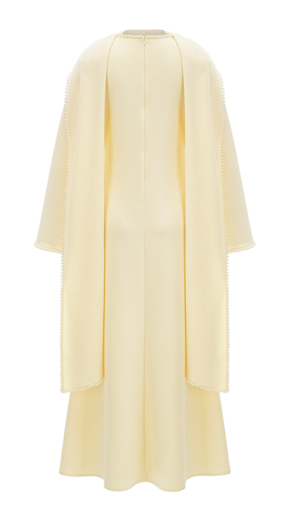 murray Yellow Pearl Trim Shawl Detail Maxi Dress