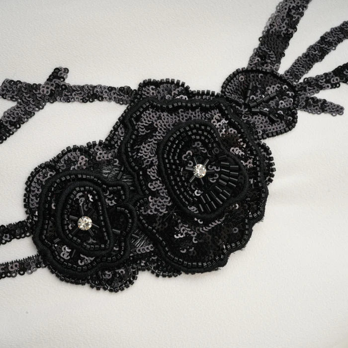 VENUS FLORAL EMBROIDERY BEAD MINI DRESS