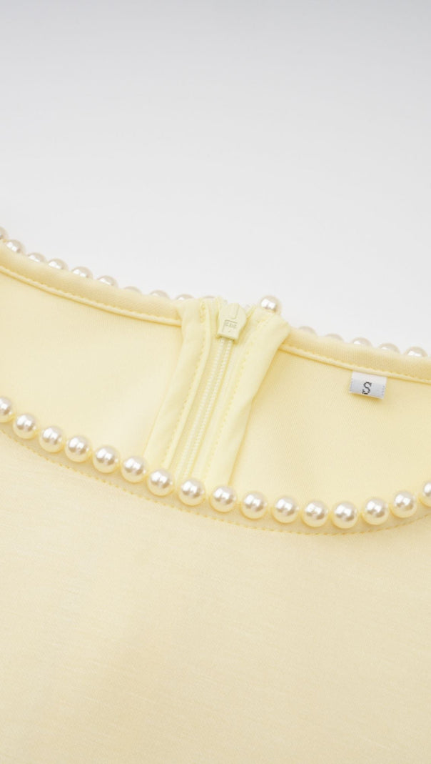 AIIZIE murray Yellow Pearl Trim Shawl Detail Maxi Dress - product image