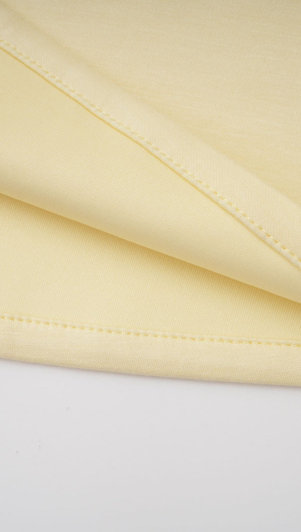 murray Yellow Pearl Trim Shawl Detail Maxi Dress