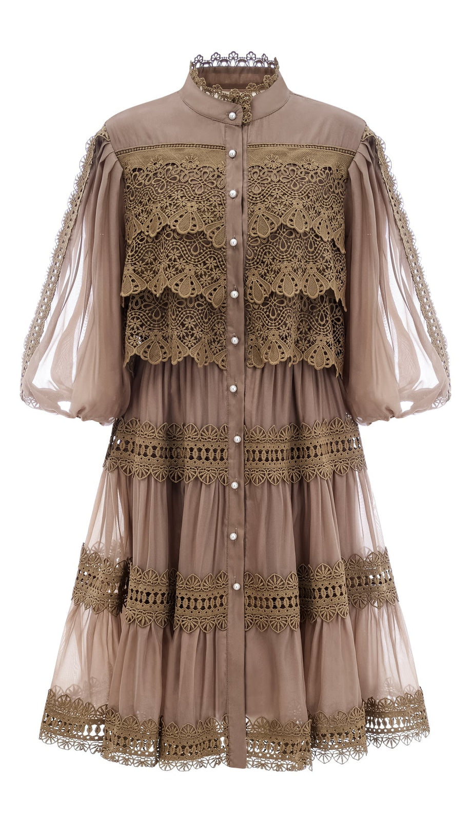 INÈS LACE CUT-OUT LAYERED MINI DRESS