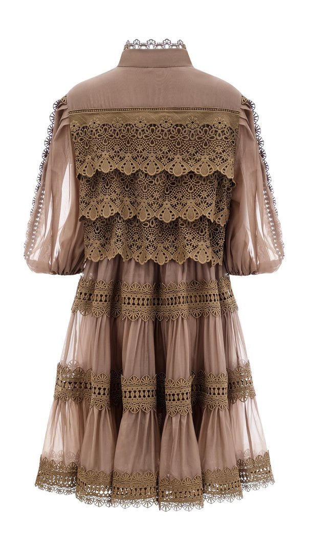 AIIZIE INÈS LACE CUT-OUT LAYERED MINI DRESS - product image