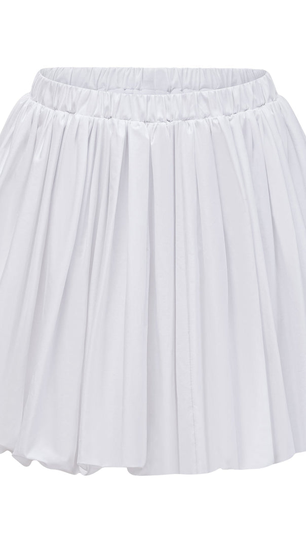 AIIZIE tiffany White off-shoulder Ruched Blouse & Skirt Set - product image