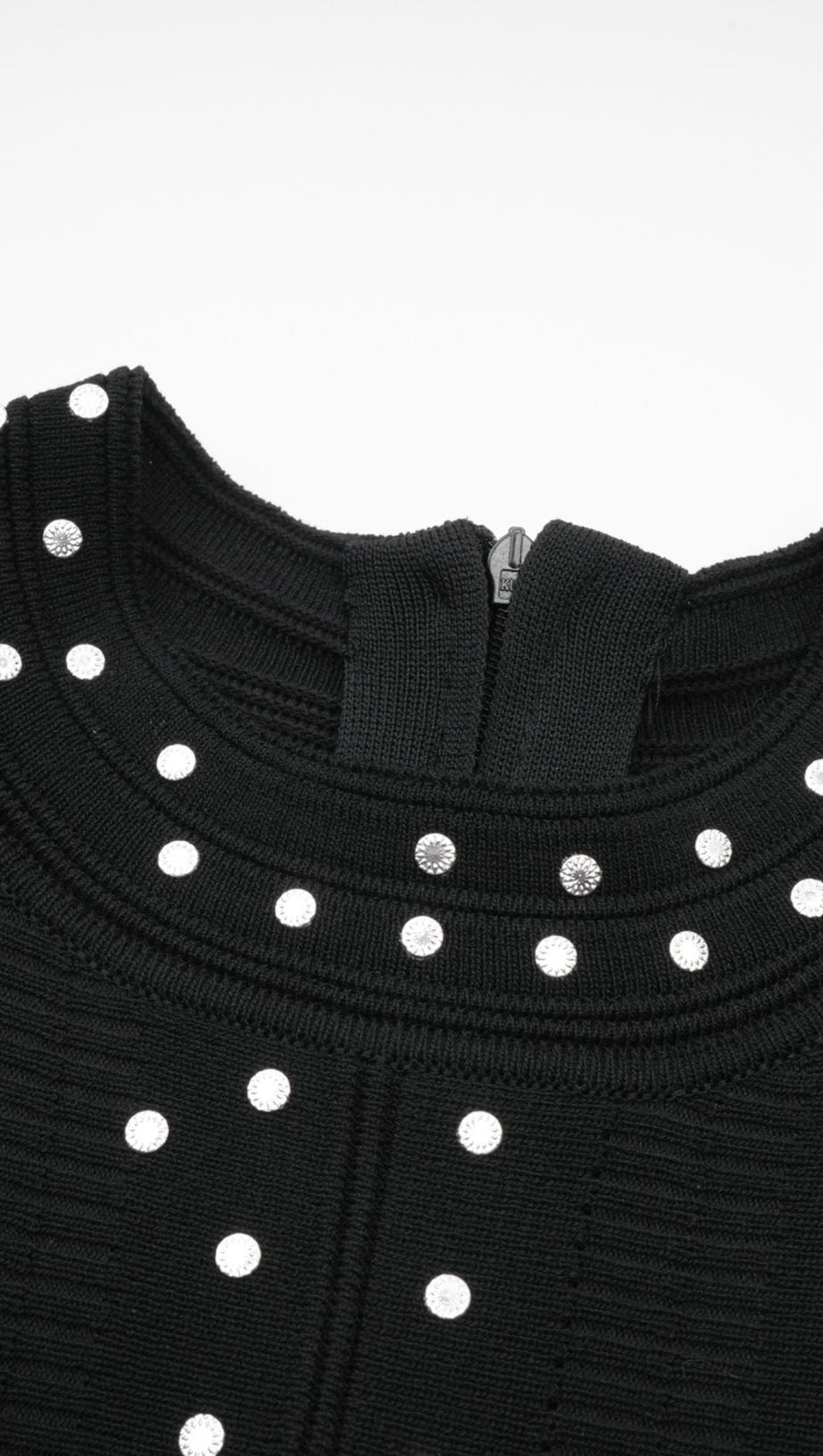 MINI ABITO IN MAGLIA CON VOLANT E DECORAZIONI NERE FABIENNE