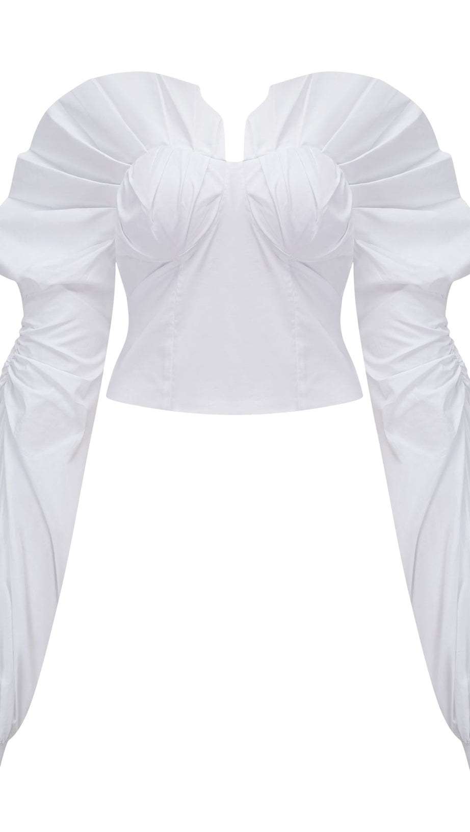 tiffany White off-shoulder Ruched Blouse & Skirt Set