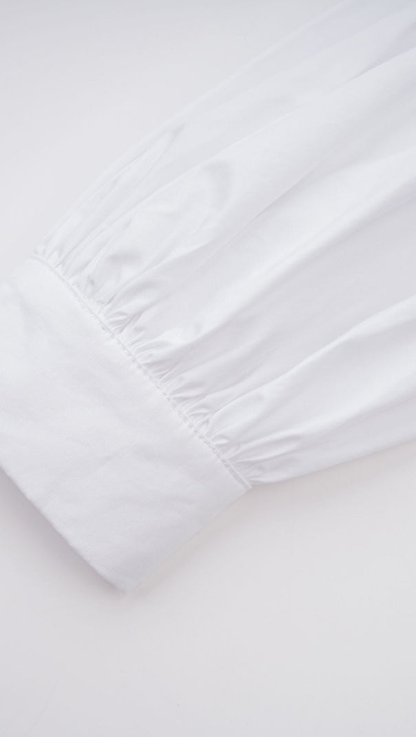 tiffany White off-shoulder Ruched Blouse & Skirt Set