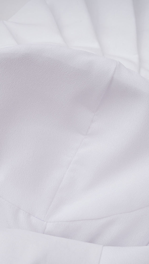 tiffany White off-shoulder Ruched Blouse & Skirt Set