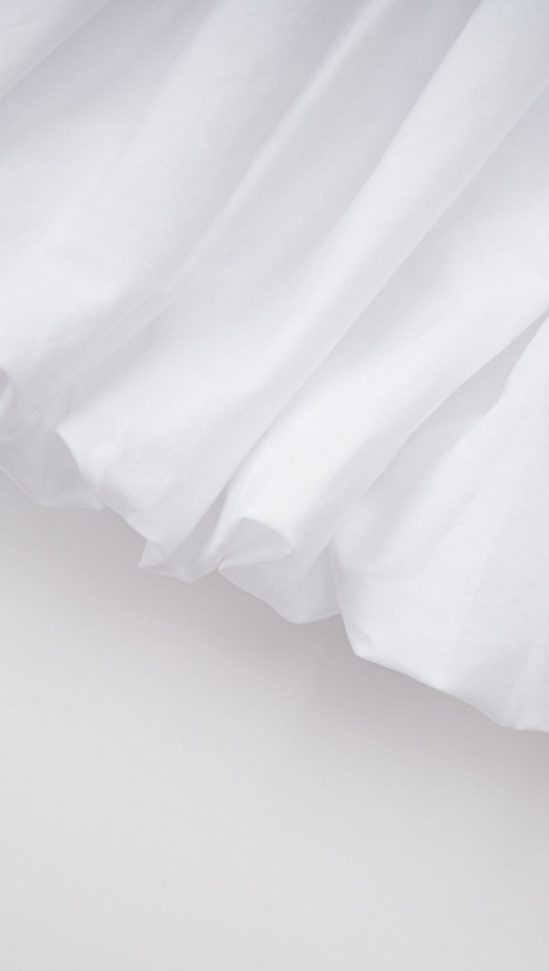 tiffany White off-shoulder Ruched Blouse & Skirt Set