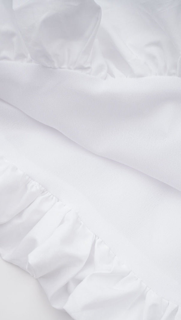 tiffany White off-shoulder Ruched Blouse & Skirt Set