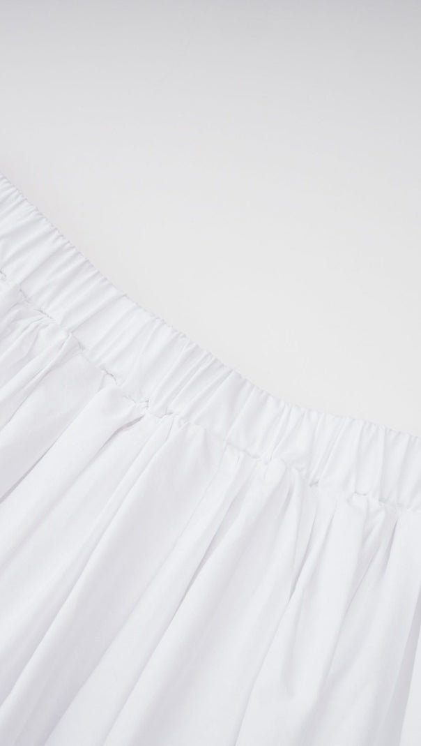 tiffany White off-shoulder Ruched Blouse & Skirt Set