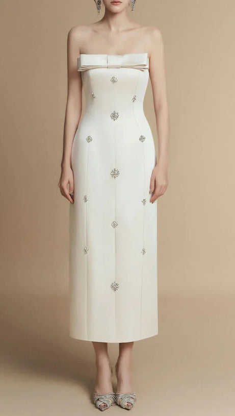 SHEATH STRAIGHT ACROSS NECK TAFFETA MIDI DRESS