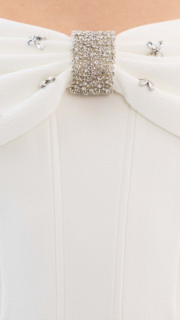 AIIZIE OFF SHOULDER CRYSTAL EMBELLISHED MIDI DRESS - product image