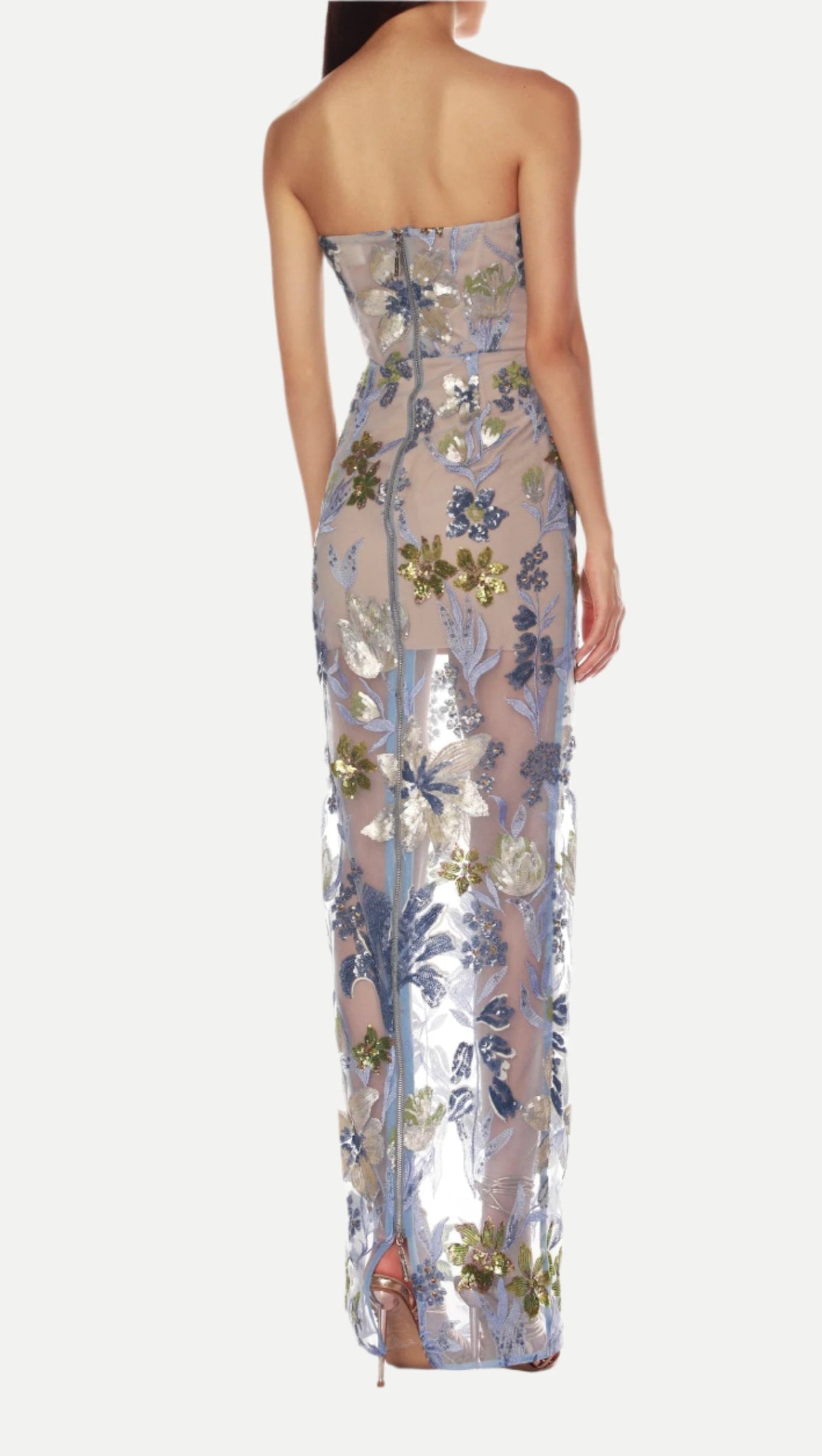AIIZIE DAHLIA BABY BLUE MULTI MAXI DRESS - product image