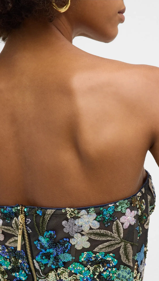 AIIZIE STRAPLESS FLORAL-EMBELLISHED COLUMN GOWN - product image
