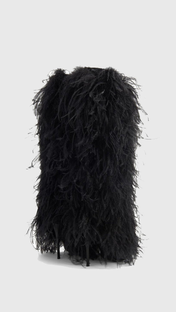 AIIZIE DANICA FEATHER KNEE-HIGH BOOTS - BLACK - product image
