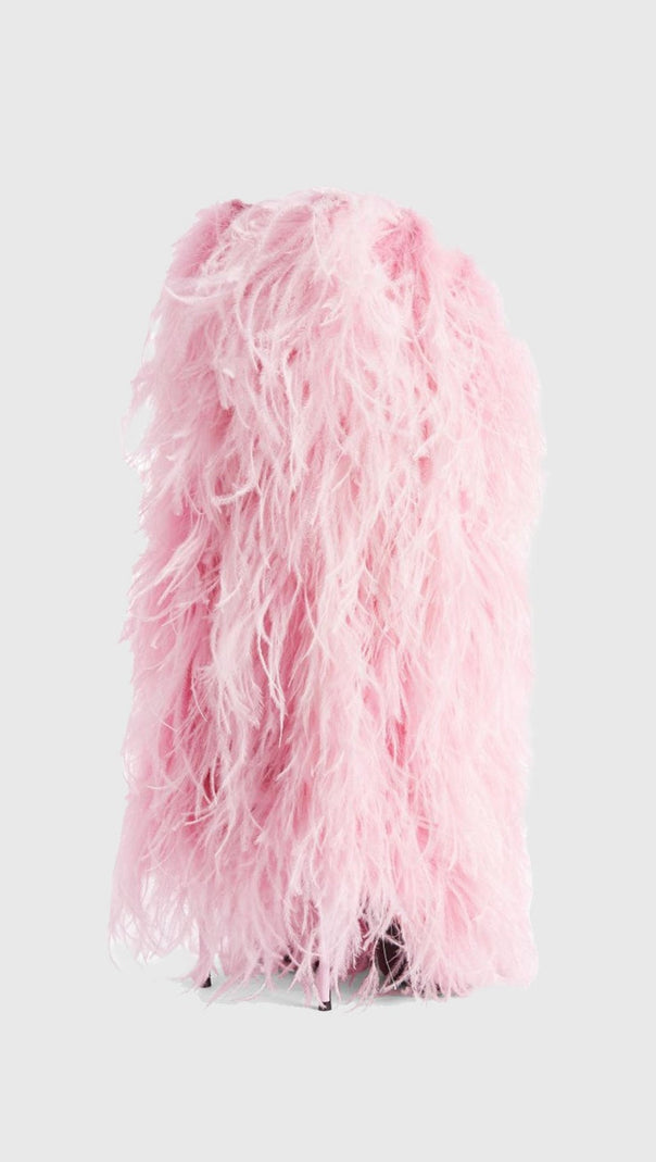 AIIZIE DANICA FEATHER KNEE-HIGH BOOTS - PINK - product image