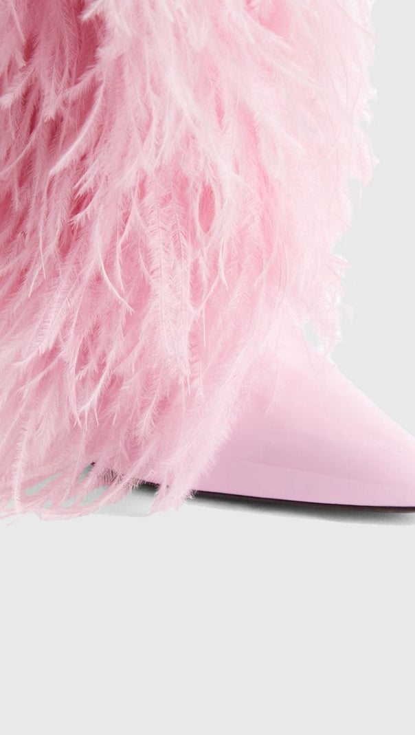 AIIZIE DANICA FEATHER KNEE-HIGH BOOTS - PINK - product image