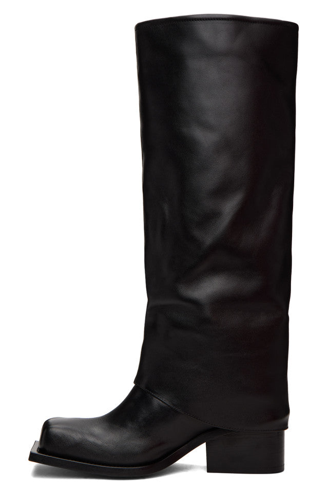 AIIZIE DANIKA CHUNKY HEEL METALLIC TROUSER BOOTS - BLACK - product image
