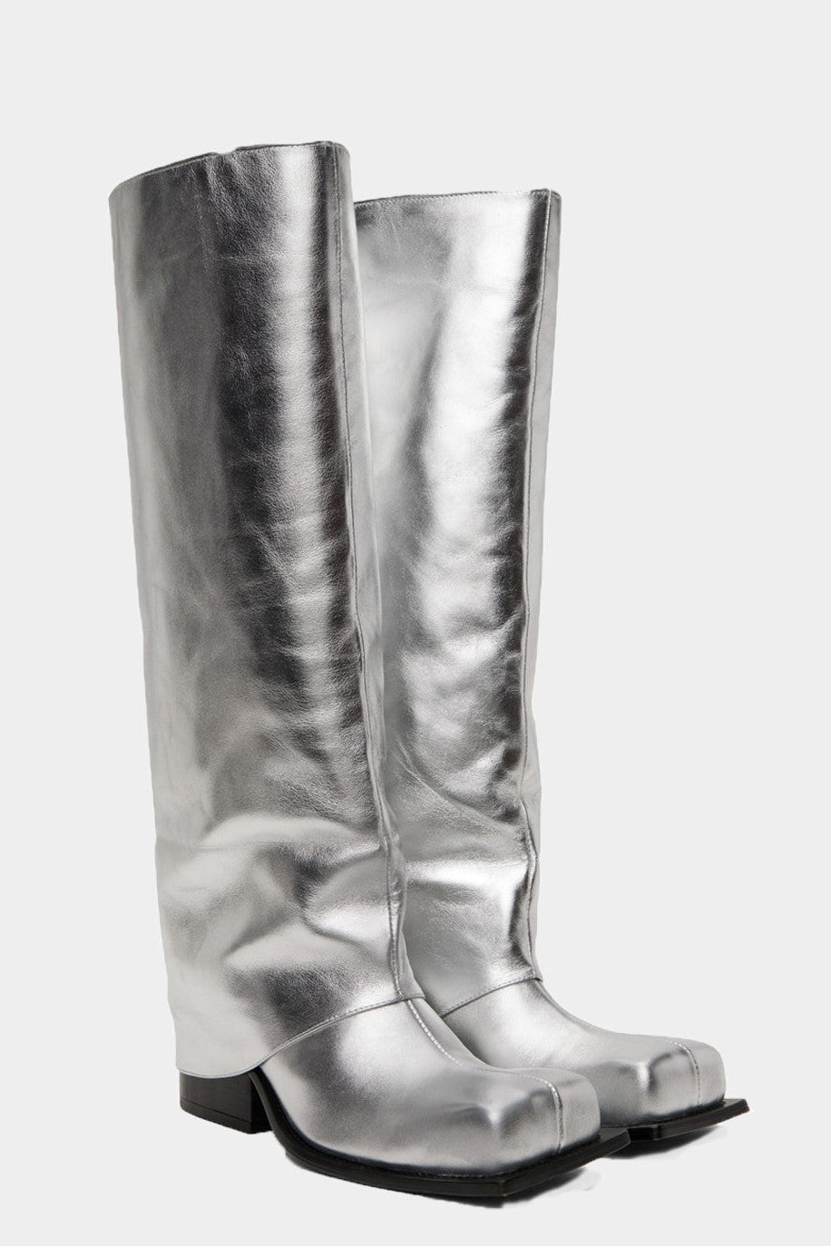 AIIZIE DANIKA CHUNKY HEEL METALLIC TROUSER BOOTS - SILVER - product image