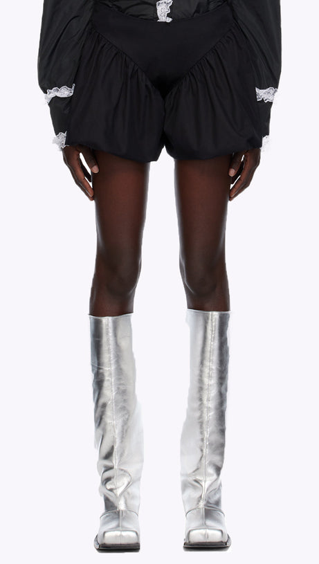 Danika – Metallic-Hosenstiefel mit klobigem Absatz – Silber