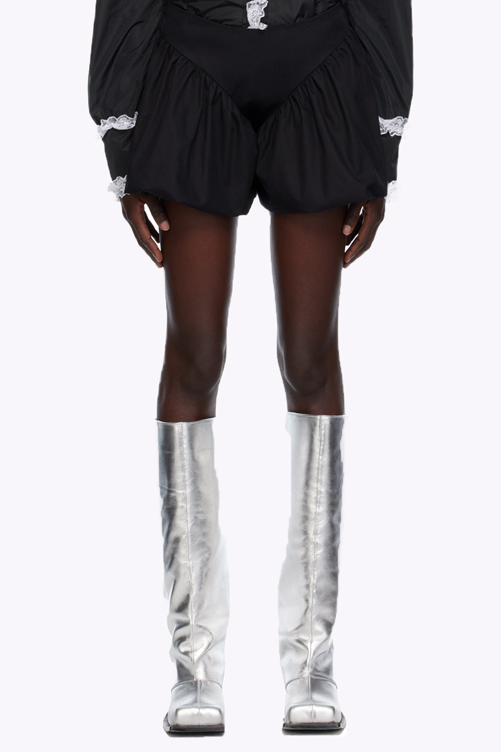 AIIZIE DANIKA CHUNKY HEEL METALLIC TROUSER BOOTS - SILVER - product image
