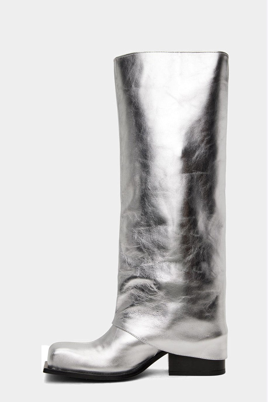 AIIZIE DANIKA CHUNKY HEEL METALLIC TROUSER BOOTS - SILVER - product image