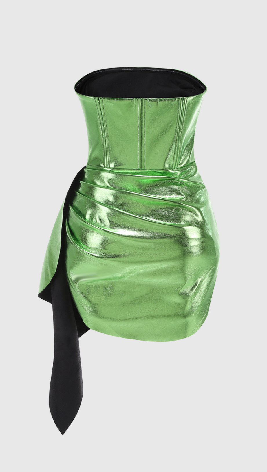 Jennifer – Trägerloses, gerüschtes Minikleid in Grün