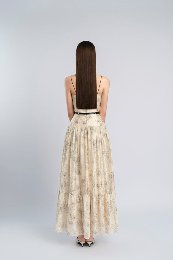 AIIZIE FLORAL PRINT FLARED SILHOUETTE MAXI DRESS - product image