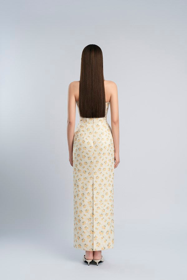 AIIZIE PRINT EMBROIDERY MAXI DRESS IN BEIGE - product image