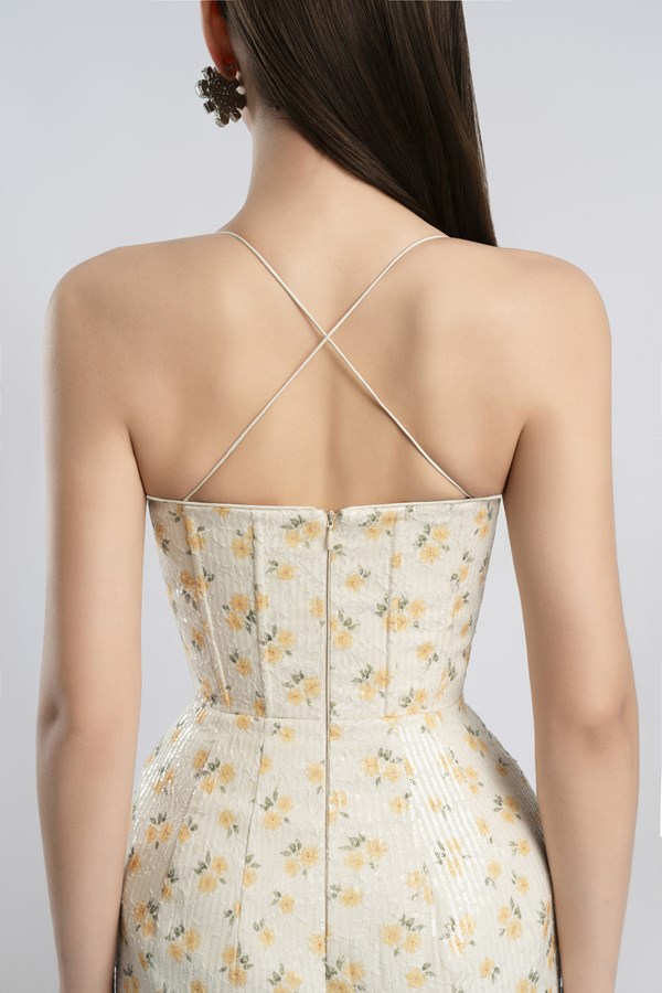 AIIZIE PRINT EMBROIDERY MAXI DRESS IN BEIGE - product image