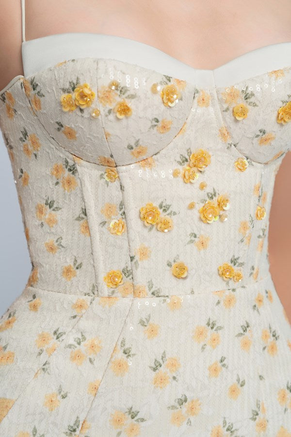AIIZIE PRINT EMBROIDERY MAXI DRESS IN BEIGE - product image