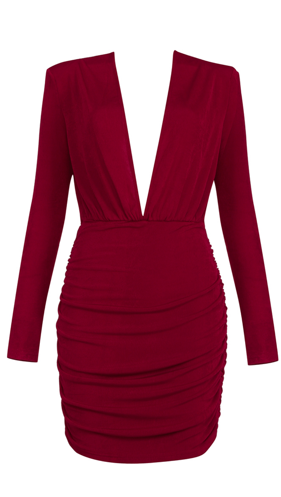 Schmales Kleid mit tiefem V-Ausschnitt und Plissee