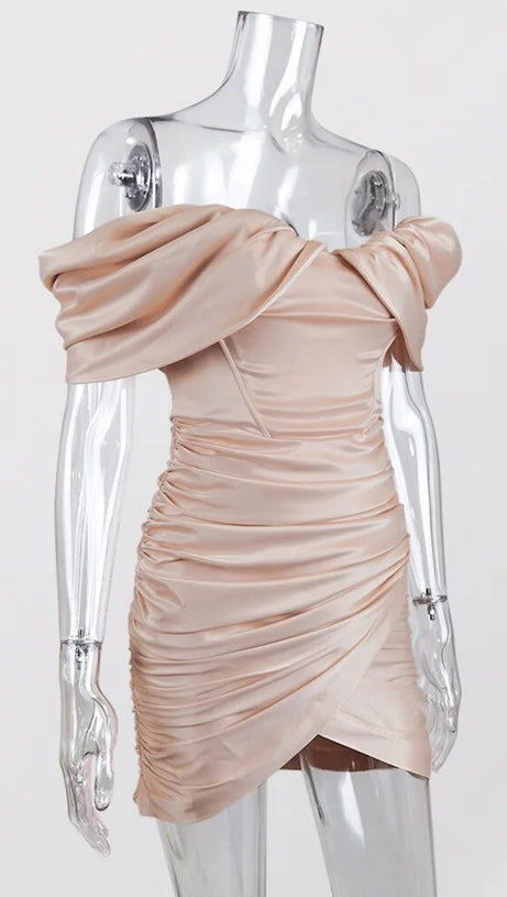 PINK TUBE TOP PLEATED MINI DRESS