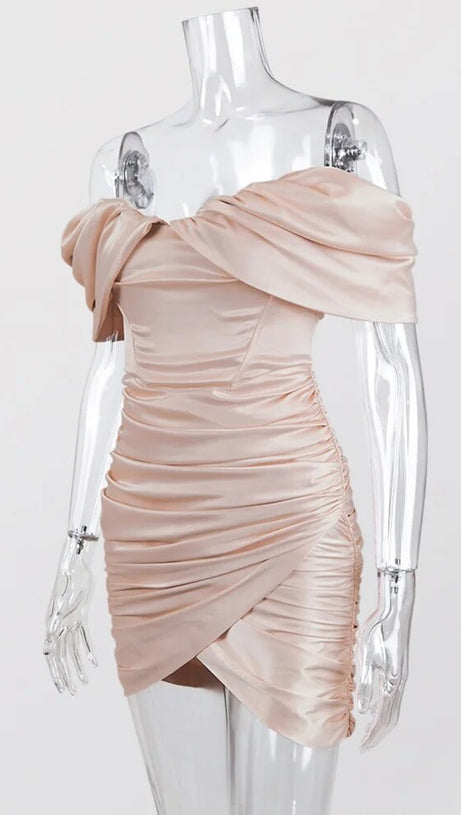 PINK TUBE TOP PLEATED MINI DRESS