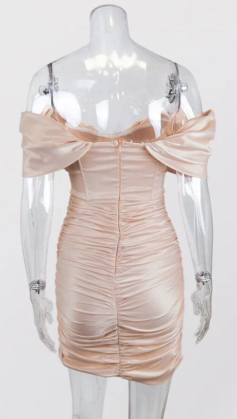 PINK TUBE TOP PLEATED MINI DRESS