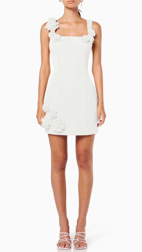 AIIZIE DILANNE FLORAL APPLIQUE MINI DRESS IN WHITE - product image
