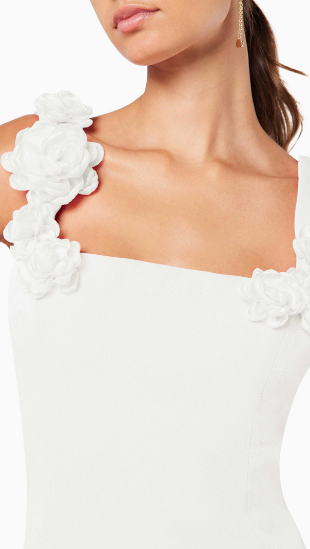 AIIZIE DILANNE FLORAL APPLIQUE MINI DRESS IN WHITE - product image