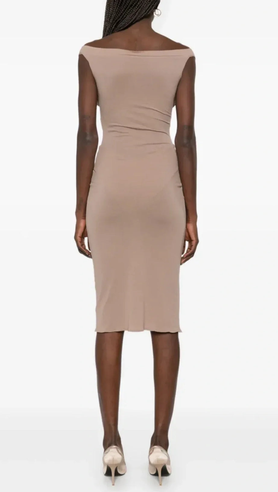 DINELLA FLORAL APPLIQUÉ CORSET MIDI DRESS IN GREY