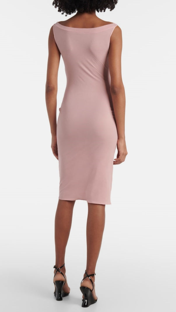 AIIZIE DINELLA FLORAL APPLIQUÉ CORSET MIDI DRESS IN PINK - product image