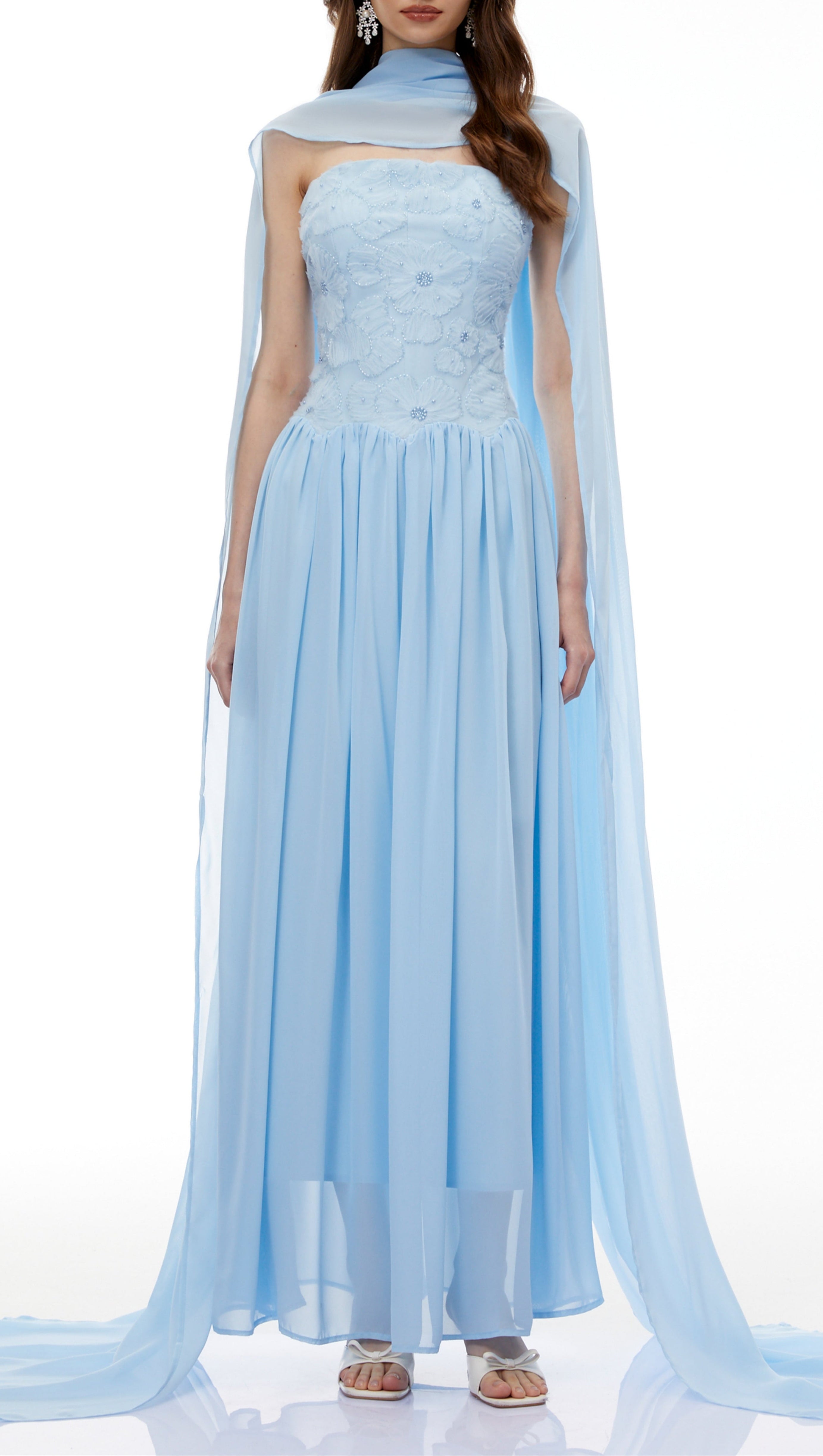 rebecca blue Floral Embroidered Pleated Maxi Dress
