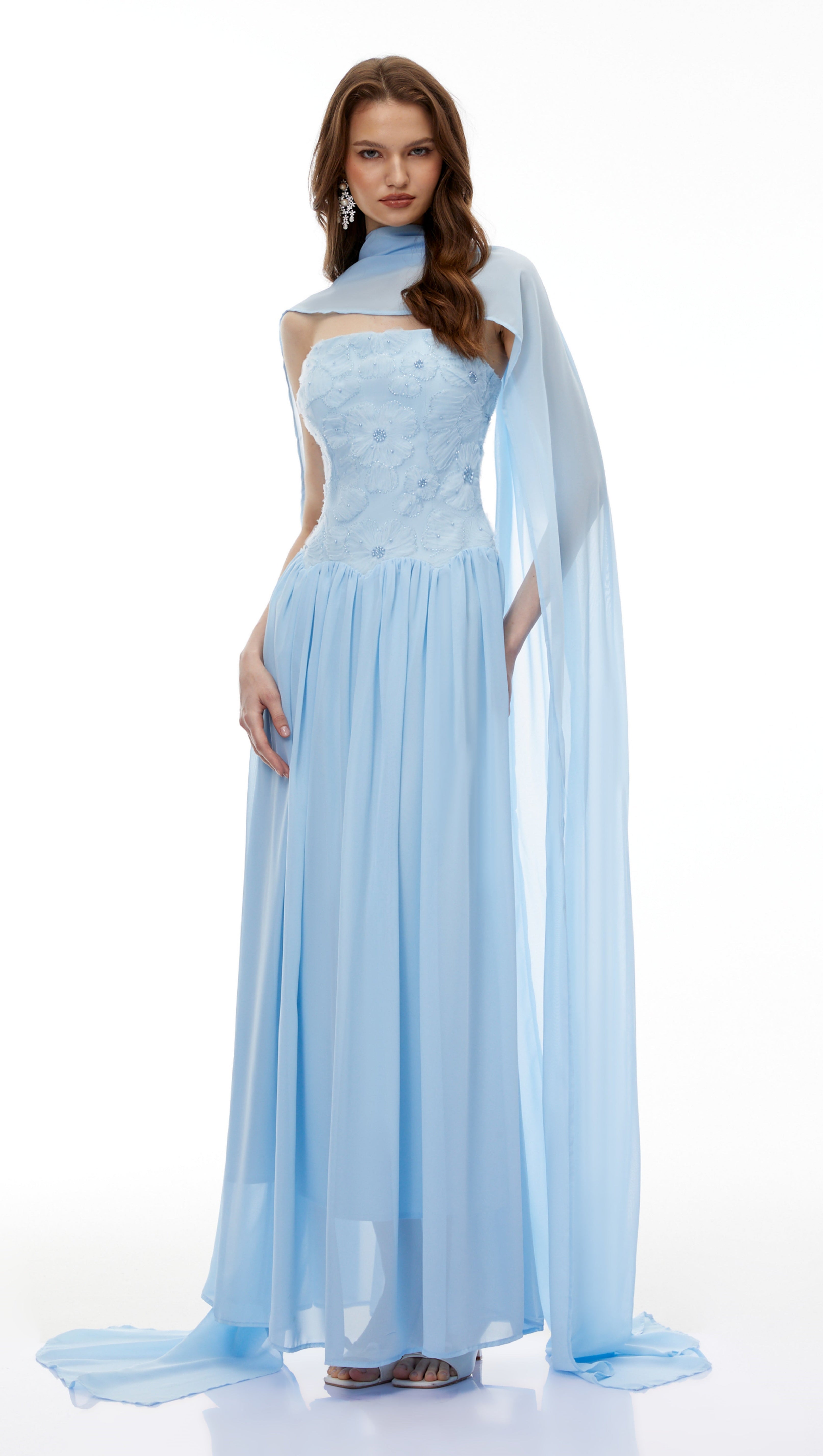 rebecca blue Floral Embroidered Pleated Maxi Dress