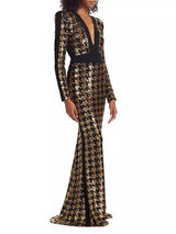 METALLIC HOUNDSTOOTH GOWN