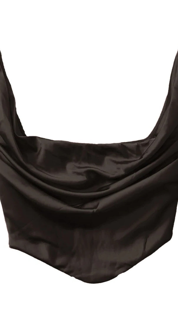 AIIZIE DRAPED CORSET TWO PIECE MAXI DRESS BROWN - product image