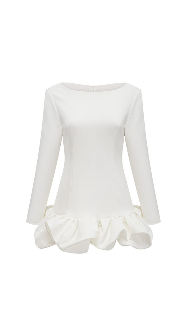 AIIZIE ELODIE BUBBLE-SKIRT MINI DRESS IN WHITE - product image