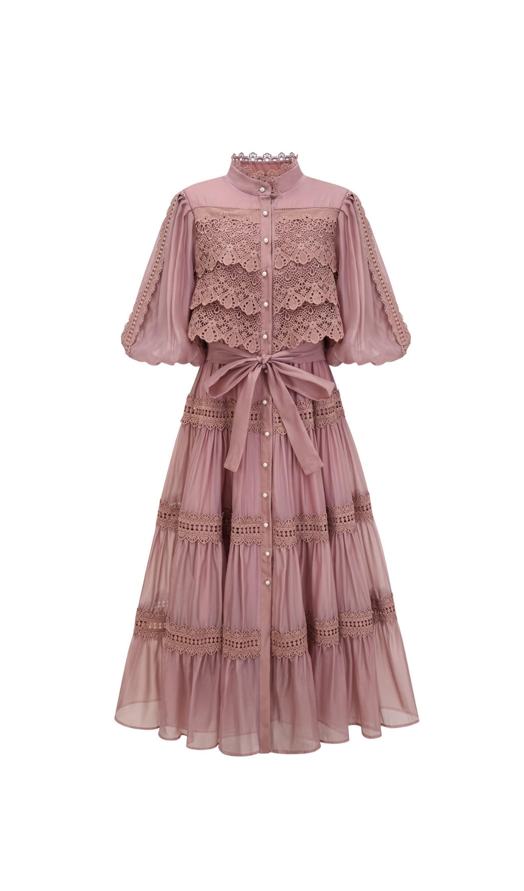 Inès Spitzen-Midikleid mit Cut-outs 