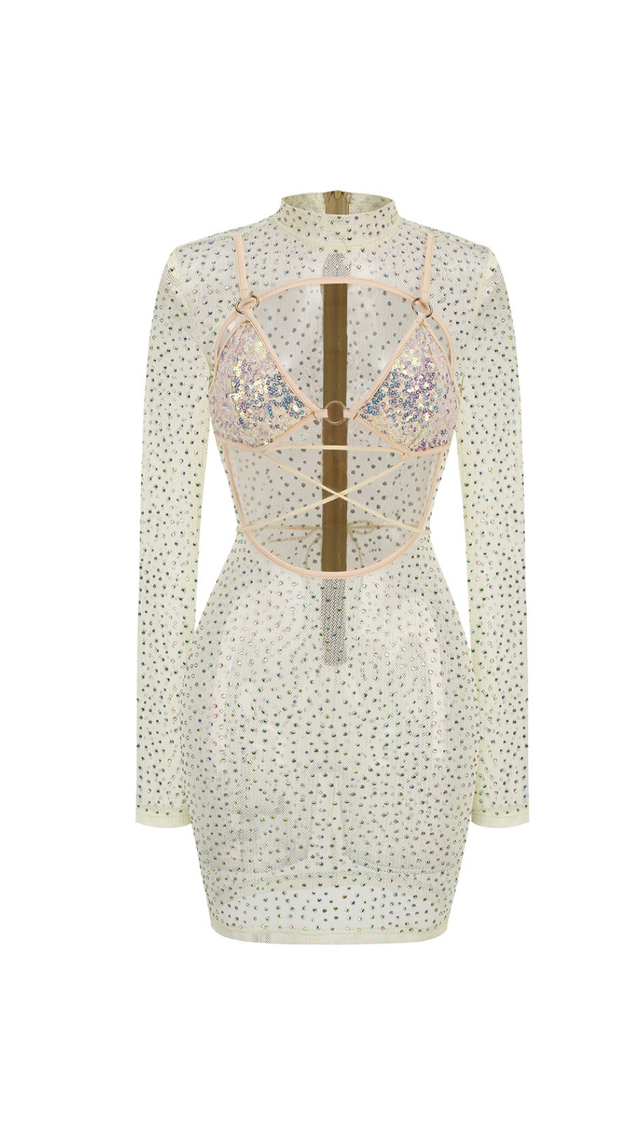 ADORA VICKY CUTOUT SEQUIN RHINESTONE MINI DRESS