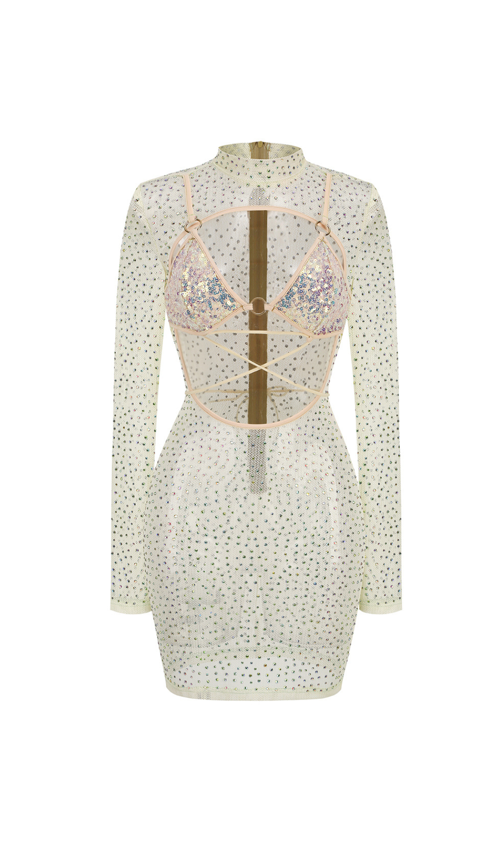 ADORA VICKY CUTOUT SEQUIN RHINESTONE MINI DRESS